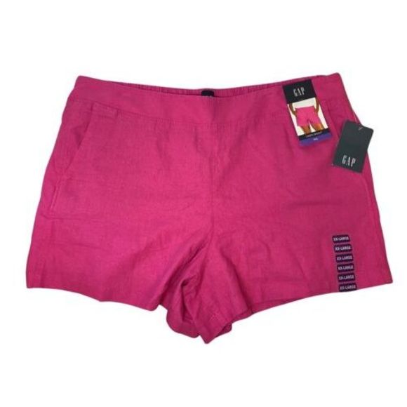 GAP Pull On Linen Comfy Shorts Front Back Pockets Womens Size XXL Fuchsia NWT - Picture 1 of 9
